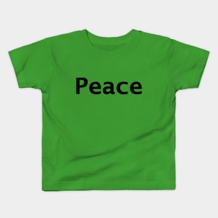 Peace Typography in Black Minimal Kids T-Shirt